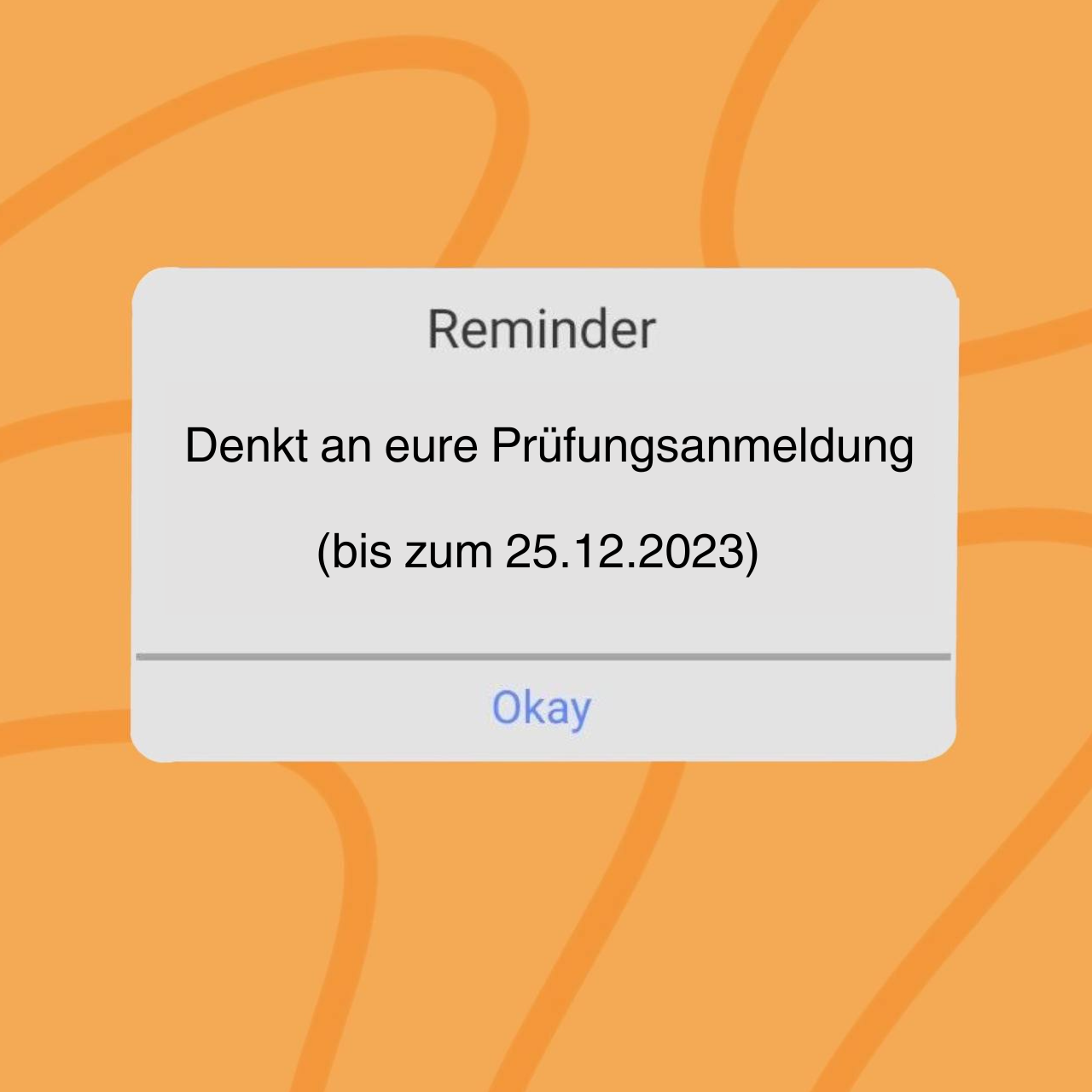 Denkt an eure Prüfungsanmeldung (bis zum 25.12.2023)